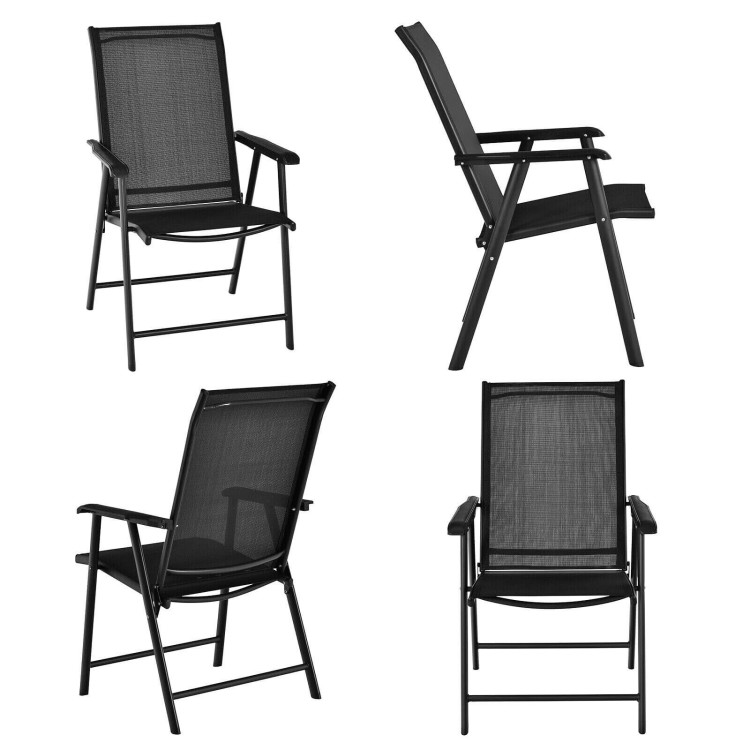 Set of 2 Outdoor Patio Folding Chair with Ergonomic Armrests-BlackCostway Gallery View 8 of 12